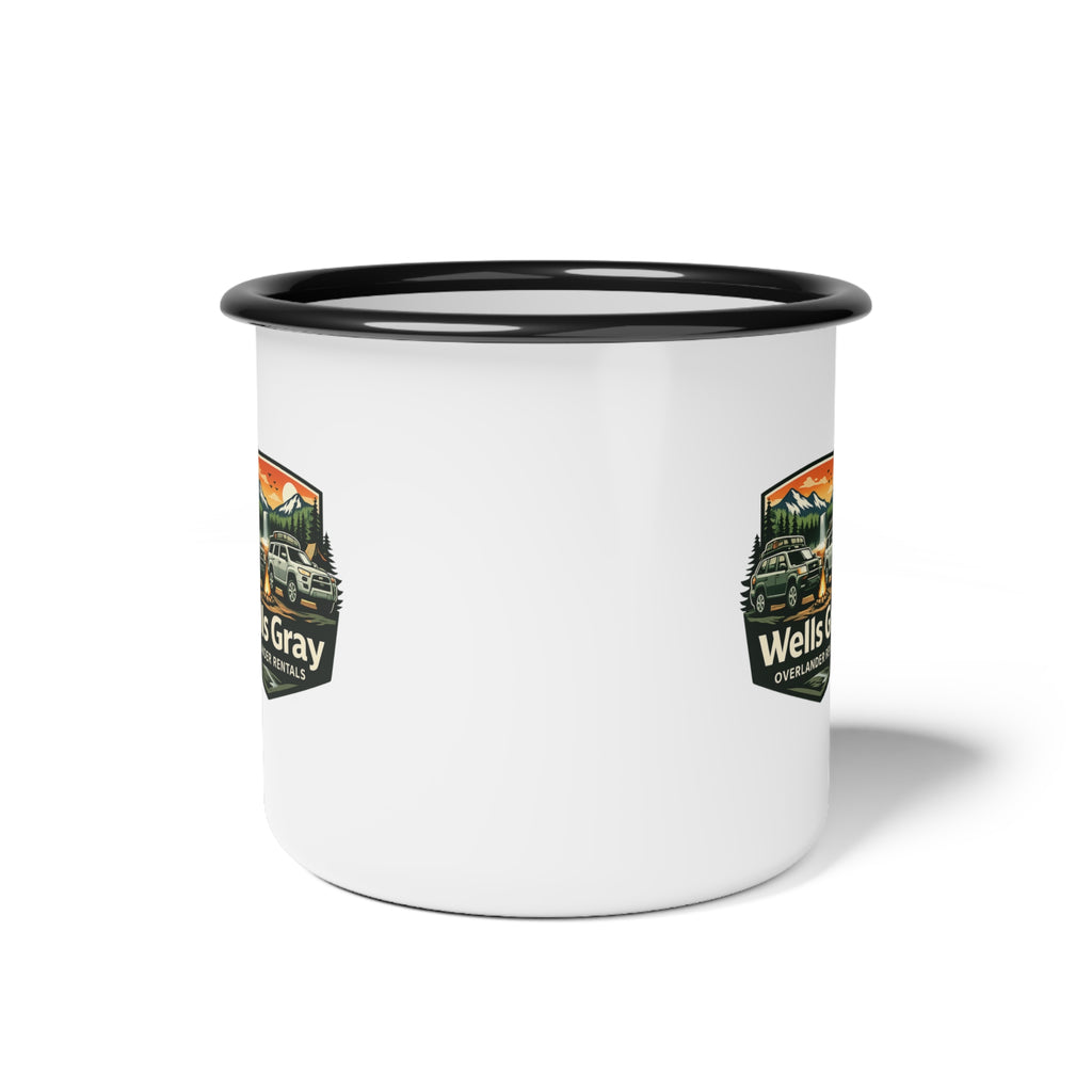 Wells Gray Overlander Enamel Camp Cup - Retro Adventure Truck Logo