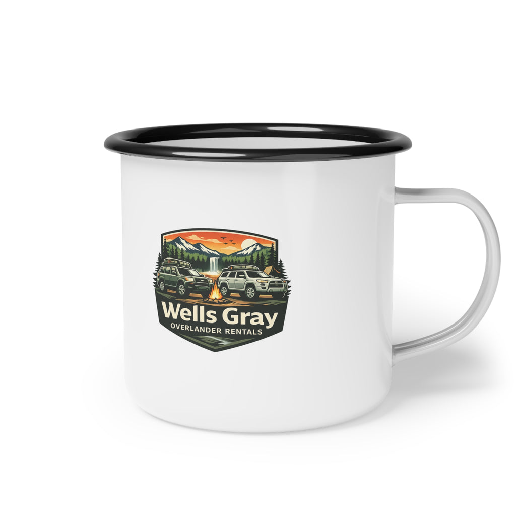Wells Gray Overlander Enamel Camp Cup - Retro Adventure Truck Logo